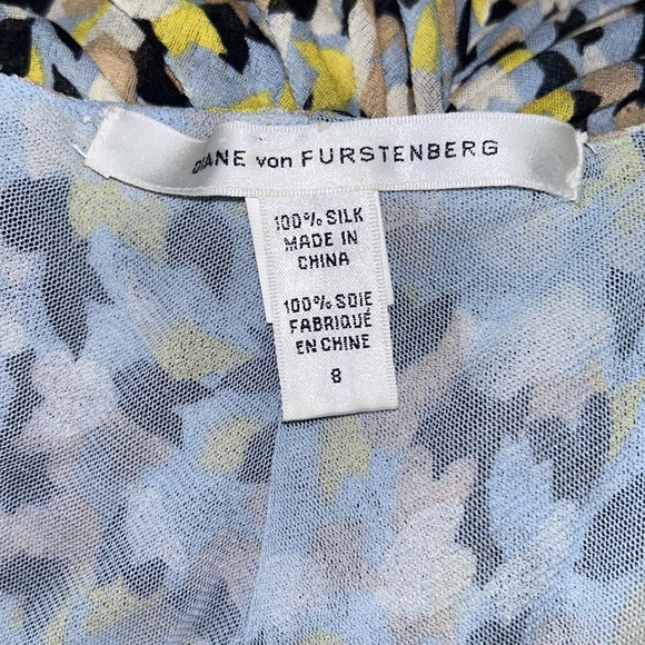 Diane Von Furstenberg Silk Aslin Pastel Ruched Midi Column Dress - 8 - Picture 11 of 13